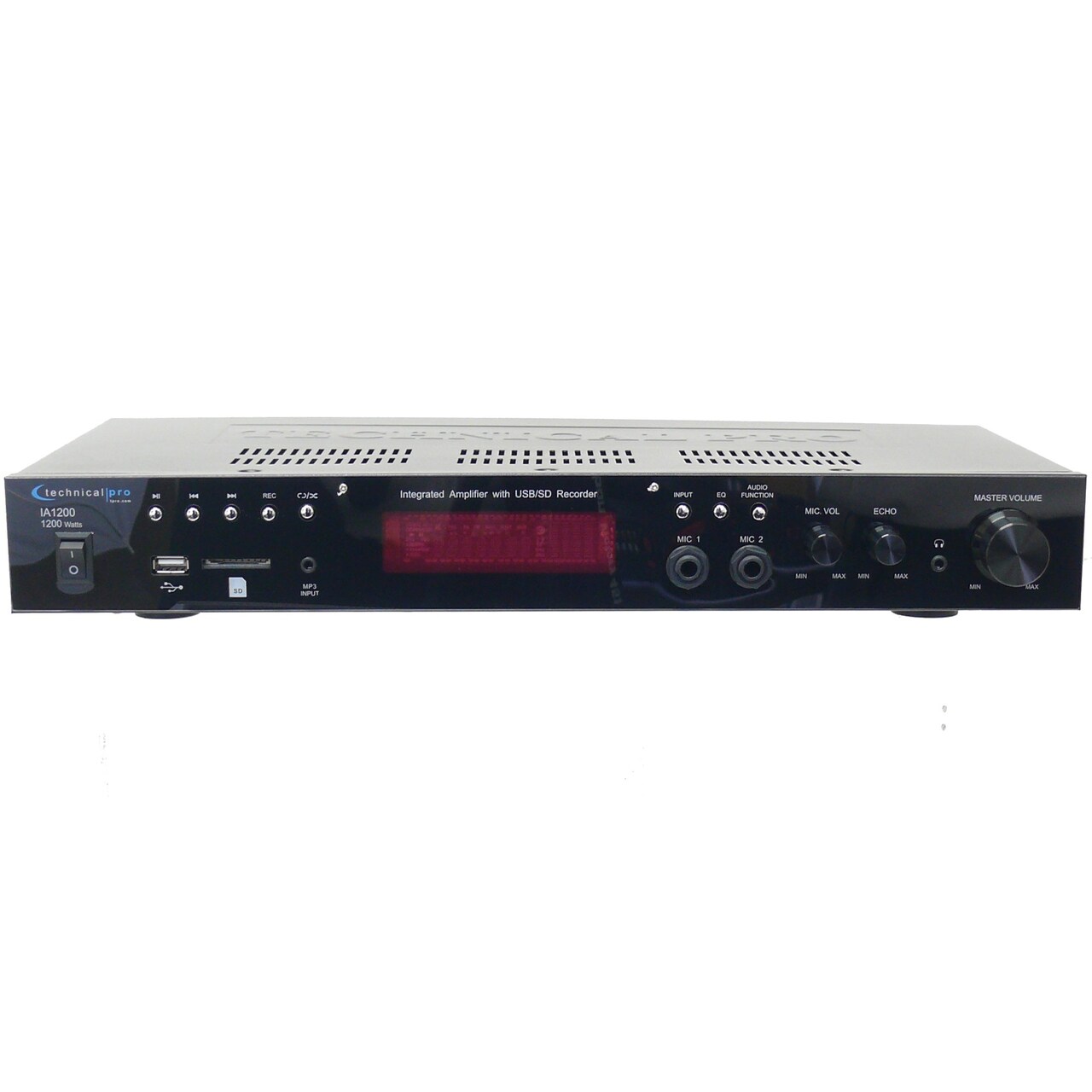 Technical Pro 1200W Integrated Amplifier Dual Mic Inputs Usb Sd Card Mp3 Playback